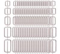 Swpeet 100 Pcs Metal Rectangle Adjuster Triglides Slides Buckle, Roller Pin Buckles Slider Strap Adjuster for Belt Bags DIY Accessories - 13mm / 15mm / 20mm / 25mm/ 35mm