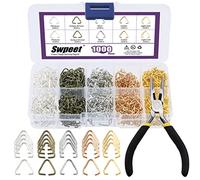 Swpeet 1001Pcs 10mm - 3/8 Inch 5 Colors Triangle Open Jump Rings with Jewelry Pliers Assortment Kit, Open Key Chains Jump Ring Connector Mix Loops for Earring Charm Jewelry Making