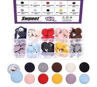 Swpeet 100Pcs 10 Colors 12.5mm Fabric Cloth Covered Metal Shank Round Buttons Assortment Kit, Perfect for Bridal Wedding Dress Satin Blouse Prom Dress & Formal Dress