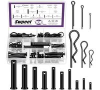 Swpeet 100Pcs 10 Sizes Clevis Pins with Cotter Pin Assortment Kit, Single Hole Flat Head Clevis Pins, R Pins, Hairpin, Cotter Pin, Split Pins Fitting Hole Location Pin Clips Fastener
