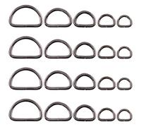 Swpeet 100Pcs 5 Sizes 1/2" 3/4" 1" 5/4" 5/8" Multi-Purpose Metal D Ring Semi-Circular D Ring for Belts Hardware Bags Hand DIY (Gun-Balck)