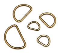Swpeet 100Pcs 5 Sizes 1/2" 3/4" 1" 5/4" 5/8" Multi-Purpose Metal D Ring Semi-Circular D Ring for Belts Hardware Bags Hand DIY (Bronze)