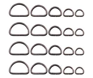 Swpeet 100Pcs 5 Sizes 1/2" 3/4" 1" 5/4" 5/8" Multi-Purpose Metal D Ring Semi-Circular D Ring for Belts Hardware Bags Hand DIY (Gun-Balck)
