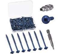 Swpeet 100Pcs 5 Sizes # 8 × 2" Pocket Hole Screws with 1Pc Drive Bit Assortment Kit, Coarse Thread Wood Screws, Self Tapping, Square Drive, Blue Coated Pocket Hole Screws