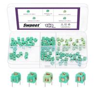 Swpeet 100Pcs 5 Values MD0505 5 * 5-1.5T/ 2.5T/ 3.5T/ 4.5T/ 5.5T Molded Inductance Assortment Kit, Adjustable Inductance Hollow Coil Inductance for Reliable Electronic Component