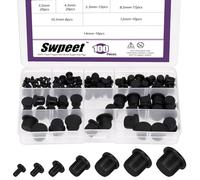 Swpeet 100Pcs 7 Sizes 3.5/4.3/5.3/8.3/10.5/12.5/14 mm Silicone Rubber Solid Plug Assortment Kit, T Shaped Rubber Stopper, Waterproof Plug Holes for Sealing Powder Coating Plating Test Tube Cylinder