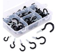 Swpeet 100Pcs Black 6 Sizes Cup Hook Kit, Vinyl Coated Ceiling Screw Mug Holder for Home, Office and Workplace - 1/2", 5/8", 3/4", 7/8", 1", 1-1/4" (Black)
