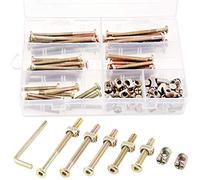 Swpeet 100Pcs M6 x 40/50/60/70/80mm Zinc Plated Hex Drive Socket Cap Furniture Barrel Screws Bolt Nuts Assortment Kit for Furniture Cots Beds Crib and Chairs