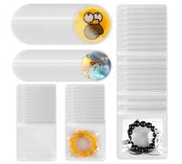 Swpeet 100Pcs Thick Clear PVC Jewelry Bags, Square/Round Self Adhesive Portable Travel Jewelry Organizer, Plastic Storage Pouch, Anti Tarnish Lock Pouch for Zipper Earrings