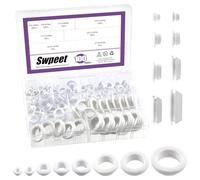 Swpeet 100Pcs White Rubber Grommet Assortment Kit, 8 Sizes Eyelet Ring Gasket, Single Sided Round Firewall Hole Plugs Approx 2/13" 1/5" 5/16" 3/8" 1/2" 3/4" 4/5" 1" Drill Hole for Wiring, Boat