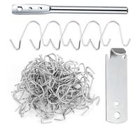 Swpeet 102Pcs Galvanized T Post Wire Clips and Fencing Wire Twister Tool Set, T Post Fence Clips, Fence Wire Clips, 3 Hole Wire Twister, Fence Wire Tightener for Repairing Fixing Fence Barb