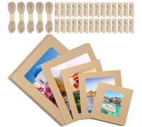 Swpeet 105Pcs Paper Photo Frames Set, Hanging Photo Display Frames, Cardboard Picture Frames, Includes 3 Inch/4 Inch/5 Inch/6 Inch/7 Inch Hanging Album Frame Each for 10Pcs, 50Pcs Clips, 5Pcs String