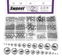 Swpeet 1085Pcs 13 Sizes 2mm 2.5mm 3mm 3.5mm 4mm 4.5mm 5mm 5.5mm 6mm 7mm 8mm 9mm 10mm Metric Precision Steel Bearing Balls Kit, Assorted Loose Bicycle Bearing Balls for Bicycles Casters