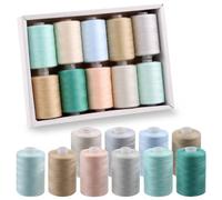 Swpeet 10Pcs 1000 Yards Cool Colors All Purpose Threads with Sewing Needles Kit, Handy Polyester Sewing Threads Embroidery Thread, Hand Sewing Needle Threaders Set for Crafters Lovers - 10 Colors
