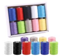 Swpeet 10Pcs 1000 Yards Rainbow Colors All Purpose Threads with Sewing Needles Kit, Handy Polyester Sewing Threads Embroidery Thread, Hand Sewing Needle Threaders Set for Crafters Lovers - 10 Colors
