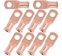 Swpeet 10pcs 4 AWG - 5/16" (M8) Ring Terminals UL Listed Copper Battery Cable Lugs Wire Lugs, Bare Copper Eyelets, Tubular Ring Ends Enhanced High Temp