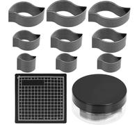 Swpeet 10Pcs 9 Sizes High Carbon Steel Leather Hole Cutter Tool with Rubber Ruler Mat Assortment Kit, Leaf Shape Leather Cutter Tool, Leather Cutting Dies, Leathers Hollow Punching for DIY Craft