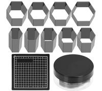 Swpeet 10Pcs 9 Sizes High Carbon Steel Leather Hole Cutter Tool with Rubber Ruler Mat Assortment Kit, Hexagon Leather Cutter Tool, Leather Cutting Dies, Leathers Hollow Punching for DIY Craft