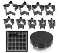 Swpeet 10Pcs 9 Sizes High Carbon Steel Leather Hole Cutter Tool with Rubber Ruler Mat Assortment Kit, Star Shape Leather Cutter Tool, Leather Cutting Dies, Leathers Hollow Punching for DIY Craft