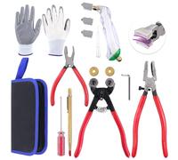 Swpeet 10Pcs Glass Cutter Tools Kit, Mosaic Wheeled Glass Tile Nippers, Glass Running Pliers, Breaker Grozer Pliers, Tungsten Carbide Tip Scriber, Grip Oil Feed Glass Cutter, Gloves, Zipper Bag