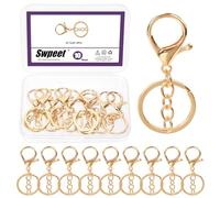 Swpeet 10Pcs Light Gold Lobster Claw Clasps with Key Chain and Flat Split Keychain Ring Assortment Kit, Swivel Clasps Hook Clips Swivel Snaps Hooks for Purse Strap Keychain DIY Crafts