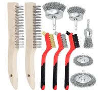 Swpeet 10Pcs Wire Brush Set, Including 5Pcs Wire Wheel Cup Brush, 3Pcs Stainless Steel/Brass/Nylon Bristles with Curved Handle Grip and 2Pcs Stainless & Carbon Steel Wire Brush for Deep Cleaning