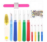 Swpeet 115Pcs Sewing Tools Kit, 8Pcs 8 Colors Seam Ripper, Magnetic Wrist Sewing Pincushion, Seam Cutter and U Shape Thread Snips Scissor with Quilting Sewing Pins for Sewing Marking