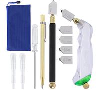 Swpeet 11Pcs 2mm-20mm Glass Cutter Pistol Grip and Ergonomic Grip Tungsten Carbide Glass Cutting Tools with Oil Dropper and Pen Glass Cutter Assortment Kit, Professional Stained Glass Cutting Tool