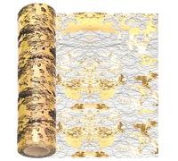 Swpeet 11x354 Inch Black Gold Sequin Glitter Table Runner, Glitter Foil Metallic Thin Mesh Decor Rolls, Sequin Glitter Foil Metallic Thin Mesh, Centerpieces Decorations for Party