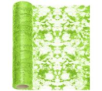 Swpeet 11x354 Inch Green Sequin Glitter Table Runner, Glitter Foil Metallic Thin Mesh Decor Rolls, Green Table Runner, Sequin Glitter Foil Metallic Thin Mesh, Centerpieces Decorations for Party