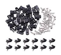 Swpeet 120 Pack Black 1/4 Inch Nylon Plastic R-Type Cable Clips Clamp Kit, Nylon Screw Mounting Cord Fastener Clips with 120 Pack Screws for Wire Management (1/4 Inch, Black)
