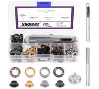 Swpeet 120 Sets 4 Colors 1/4 Inch (6mm) Rhinestone Metal Brass Grommets with 1 Set Install Tools Kit, Metal Grommets Eyelets, Hole Eyelets Grommets for Repairing Canvas, Leather, Belt