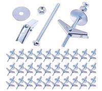 Swpeet 120Pcs 30 Set 1/4 Inch Toggle Bolts and Wing Nut Kit with Hex Nuts, Washers, Toggle Bolt Assortment Kit, Butterfly Toggle Anchors for Hanging Heavy Items on Drywall