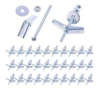 Swpeet 120Pcs 30 Set 1/8 Inch Toggle Bolts and Wing Nut Kit with Hex Nuts, Washers, Toggle Bolt Assortment Kit, Butterfly Toggle Anchors for Hanging Heavy Items on Drywall