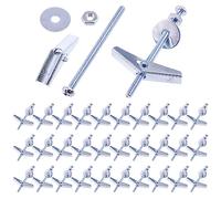 Swpeet 120Pcs-30 Set 3/16 Inch Toggle Bolts and Wing Nut Kit with Hex Nuts, Washers, Toggle Bolt Assortment Kit, Butterfly Toggle Anchors for Hanging Heavy Items on Drywall