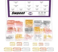 Swpeet 120Pcs 4 Sizes 3Colors Figure 9 Shape Bra Strap Hook Assortment Kit, Alloy Swimsuit Bra Hooks, Metal Bathing Suit Clips Clasp, Bra Strap Slide Replacement for Swimsuit Tops and Lingerie