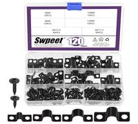 Swpeet 120Pcs 4 Sizes 5mm 8mm 10mm 12mm Two Hole U Bracket Clamp with Screws Assortment Kit, U-Clamps, Metal Pipe Clamps, Pipe Strap Clamps, Conduit Tension Clips for Fixing Pipe or Cable