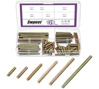 Swpeet 120Pcs 6 Sizes M4 x 16/20/ 30/40/ 50/ 60mm Galvanized Carbon Steel Fully Threaded Rod Assortment Kit, Threaded Rods Bar Studs for Furniture Machinery Assembly