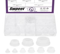 Swpeet 120Pcs 9 Sizes 0.12" 0.16" 1/5" 1/4" 0.27" 5/16" 3/8" 1/2" 5/8" Transparent Rubber Plugs for Round Holes Kit, Silicone Plug, T Shaped Rubber Stopper, Round Hole Plug Snap Locking for Furniture