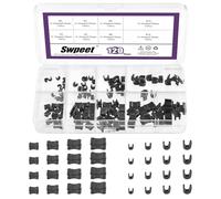 Swpeet 120Pcs Black #3#5#8#10 Zipper Slider Retainers Kit, U Shape Top Stops and H Shape Bottom Stops, Zipper Stopper Repair Set, Zip Stopper Replacement for Bags Coats Zippers Rescue Repair
