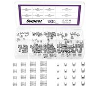 Swpeet 120Pcs Sliver #3#5#8#10 Zipper Slider Retainers Kit, U Shape Top Stops and H Shape Bottom Stops, Zipper Stopper Repair Set, Zip Stopper Replacement for Bags Coats Zippers Rescue Repair