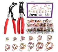 Swpeet 122Pcs 7-22mm Spring Band Hose Clamps with Swivel Flat and 45°Angled Flat Band Fuel Hose Clamp Plier Kit, Silicone Vacuum Hose Action Pipe Clamp Low Pressure Air Clip Clamp for Hose Clamps
