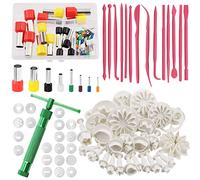 Swpeet 122Pcs Green Clay Extruder Gun and Fondant Cake Mold with Cookie Plunger Cutter Tool Polymer Clay Cutters Kit, Perfect for Clay DIY Craft Decorating Supplies Modeling Tool