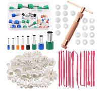 Swpeet 122Pcs Rose Gold Clay Extruder Gun and Fondant Cake Mold with Cookie Plunger Cutter Tool, Perfect for Clay Cake DIY Craft Decorating Supplies Modeling Tool