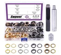 Swpeet 123Pcs - 60Sets 1/2" (12mm) Hole Thicken Grommets 4 Colors Metal Grommets Eyelets Grommets with Washers and 3Pcs Setting Instal Tool Metal Eyelets Kit for Repairing Canvas, Leather