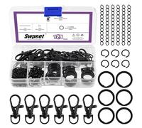 Swpeet 125Pcs Black Keychain Making Set, 25Pcs Swivel Lanyard Snap Hook, 25P Keychain Ring, 25P Extender Chains, 50P Open Jump Rings, Swivel Lobster Clasps, Keychains Clips