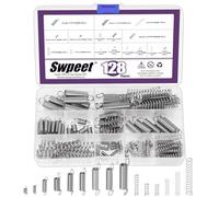 Swpeet 128Pcs 16 Sizes Stainless Steel Extension and Compression Springs Kit,Extension Spring with a Dual Hook Mechanical Springs Small Spring for Home Repairs
