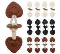 Swpeet 12Pcs 4 Color Brown/Beige/Black Pu Leather Sew-On Toggles Closure with Resin Horn Button, Vintage Sewing Toggle Buttons for Coat Clothing Jacket, Sweater, Windbreaker, Knitwear