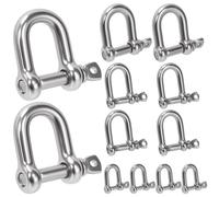 Swpeet 12Pcs 4 Sizes M4 M6 M8 M10 304 Stainless Steel D Shape Shackle Assortment Kit, D Shaped Bow Shackles, Heavy Duty Marine Grade D Shackles, Screw Pin Shackle for Paracord Jewelry