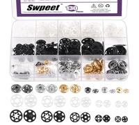Swpeet 130 Sets 7mm-20mm Plastic and Metal Sew-on Snap Buttons Assortment Kit, Invisible Clear Snap Fasteners Plastic Buttons Metal Snaps Buttons Clothes Hidden Press Studs s for Sewing Clothing Craft